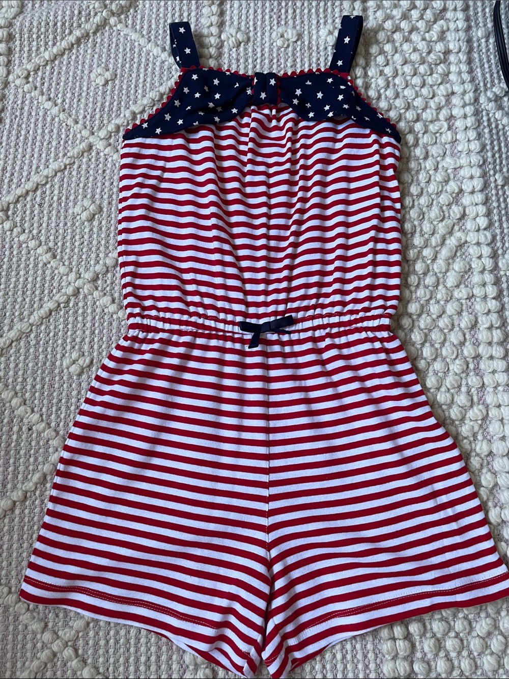 Brand new! Gymboree Patriotic Red White Blue Striped Romper Girls Sz 10 USA